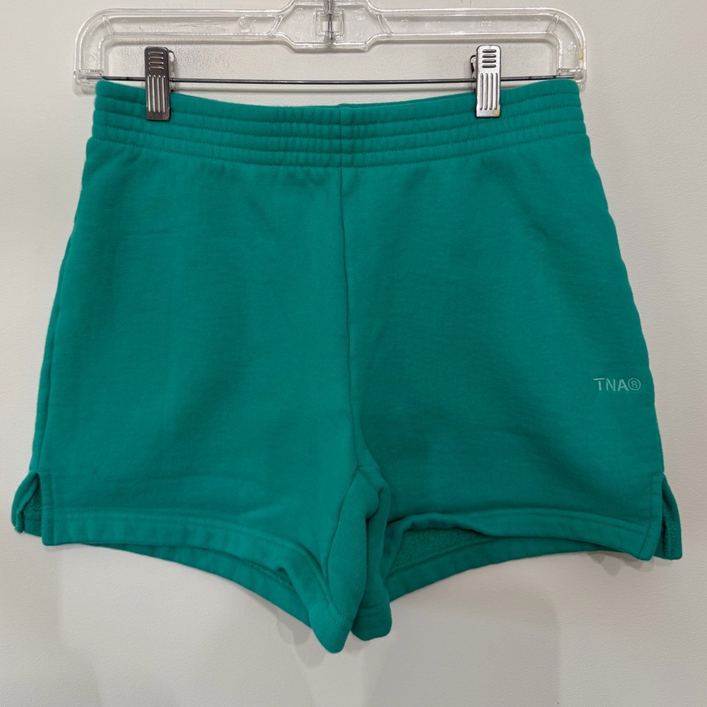 Aritzia TNA Cozy Fleece Perfect Sweatshorts Lounge Shorts Teal Women’s XS - Picture 2 of 8